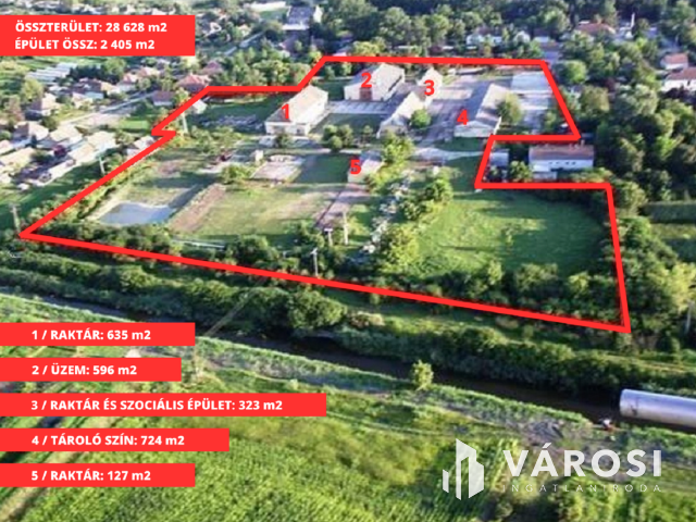 Derekegyházi ipari terület, vállalkozás eladó.