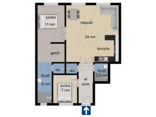 Belvárosi 1. emeleti modern lakás kiadó.